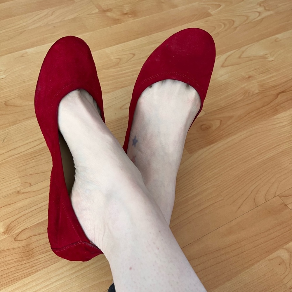 Cole Haan Red Suede Ballet Flats